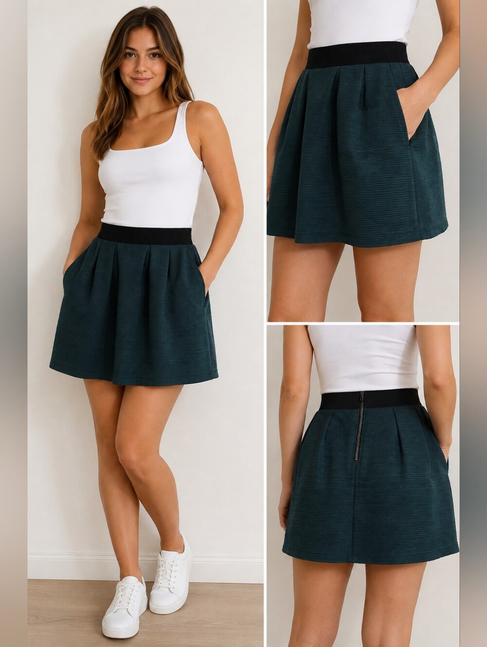 Talula Teal Ribbed Skirt